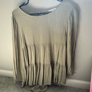 Olive Green Tiered Blouse